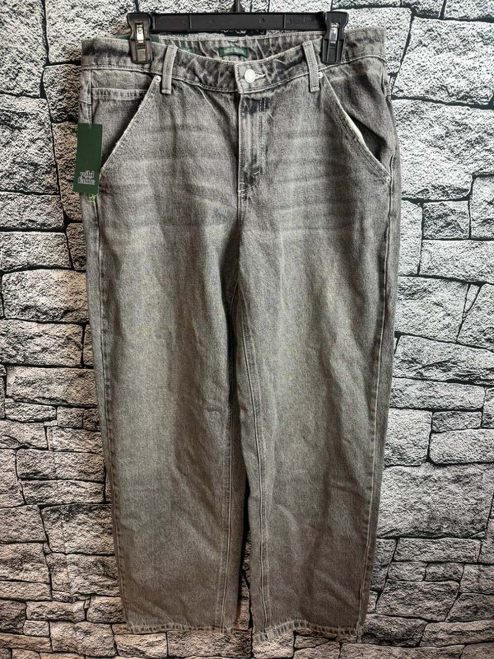 Ladies Wild Fable Gray 90s Mid Rise Straight Jeans - 8 Long